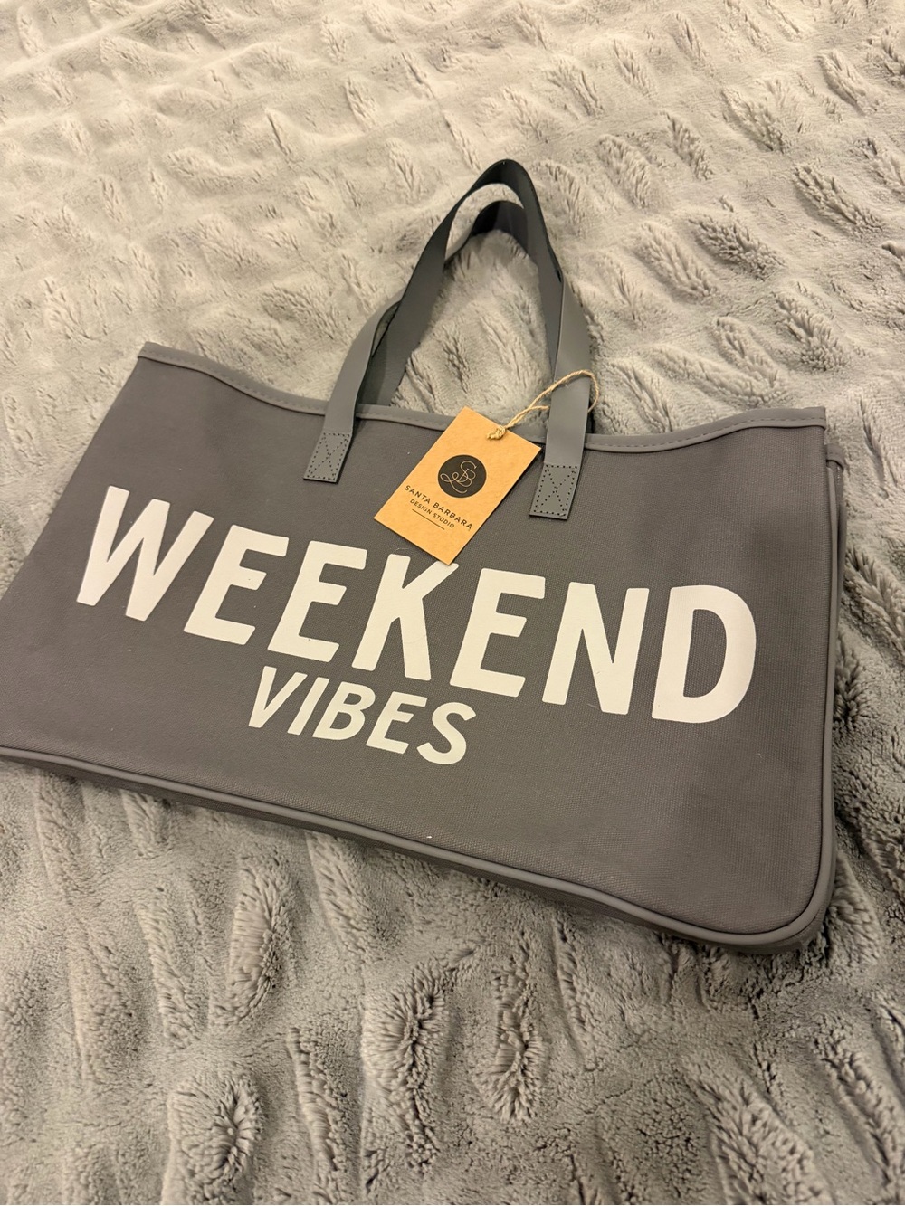Weekend Vibes Gray Canvas Tote